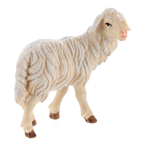 Pecora in piedi testa a destra legno dipinto presepe Kostner 12 cm 3