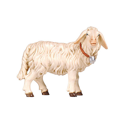 Schaf mit Glocke bemalten Grödnertalholz Krippe Kostner 9.5cm 1