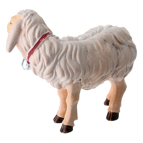 Sheep with bell in painted wood Kostner Nativity Scene 9.5 cm 3