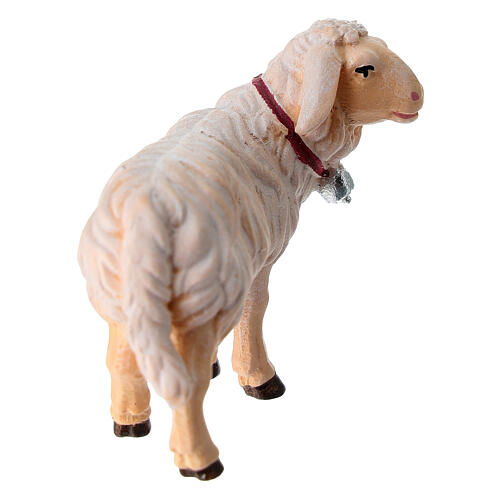 Sheep with bell in painted wood Kostner Nativity Scene 9.5 cm 4