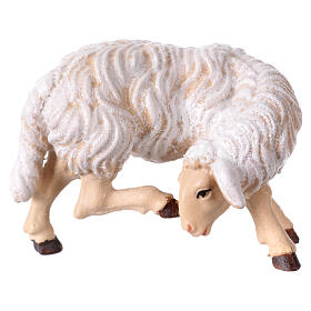 Sheep scratching itself in painted wood Kostner Nativity Scene 12 cm