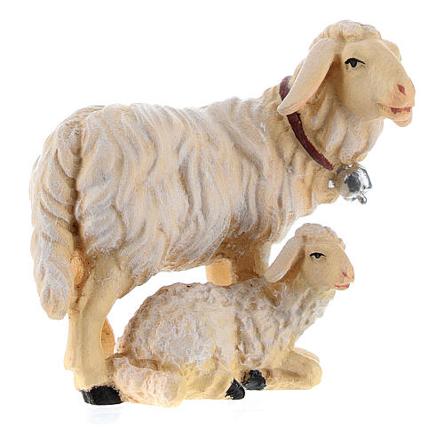 Set Schaf mit Lamm bemalten Grödnertal Holz für Krippe Kostner 12cm 3