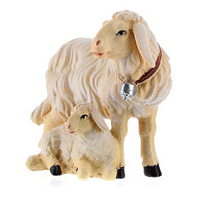 Gruppo di pecore legno dipinto presepe Kostner 12 cm
