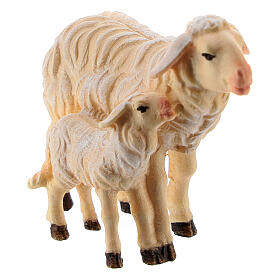 Mouton et agneau debout bois peint Kostner crèche 9,5 cm