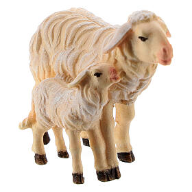 Pecora e agnello in piedi legno dipinto Kostner presepe 9,5 cm