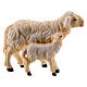 Pecora e agnello in piedi legno dipinto Kostner presepe 9,5 cm s1
