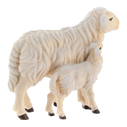 Mouton et agneau bois peint Kostner crèche 12 cm 3