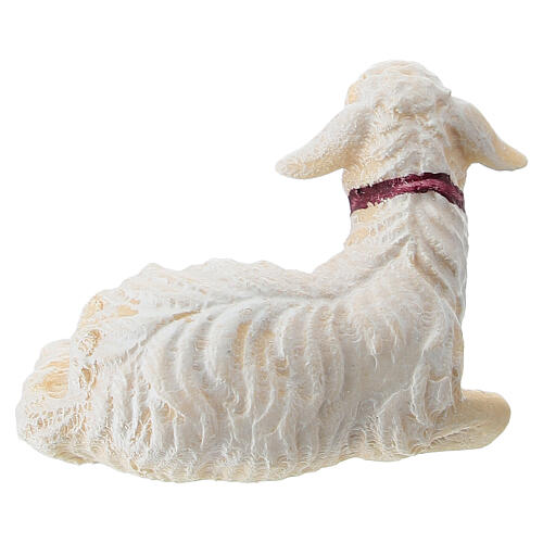 Liegendes Lamm bemalten Grödnertalholz für Krippe Kostner 9.5cm 3
