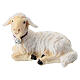Agnello sdraiato testa a sinistra legno dipinto Kostner presepe 9,5 cm s1