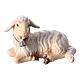Lying lamb looking to its left in painted wood Kostner Nativity Scene 12 cm s1
