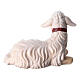 Agnello sdraiato testa a sinistra legno dipinto presepe Kostner 12 cm s2