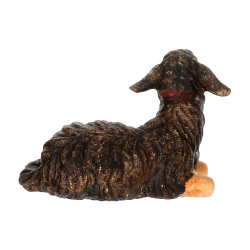 Lying black lamb in painted wood Kostner Nativity Scene 9.5 cm 2