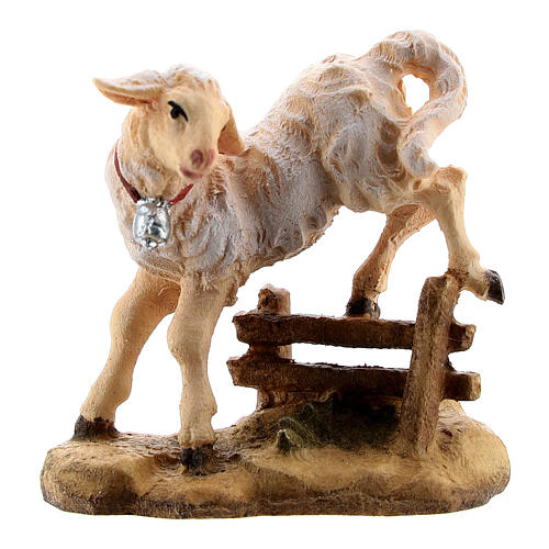 Agnello con siepe legno dipinto Kostner presepe 9,5 cm 1