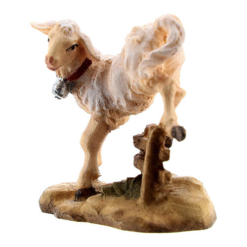 Agnello con siepe legno dipinto Kostner presepe 9,5 cm 2