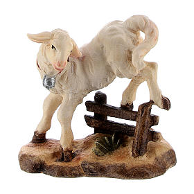 Kostner Nativity Scene 12 cm, lamb jumping over hedge, in painted wood
