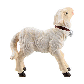 Agnello in piedi legno dipinto presepe Kostner 12 cm