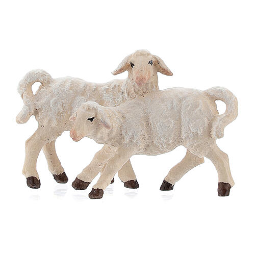 Group of lambs in painted wood Kostner Nativity Scene 9.5 cm 1