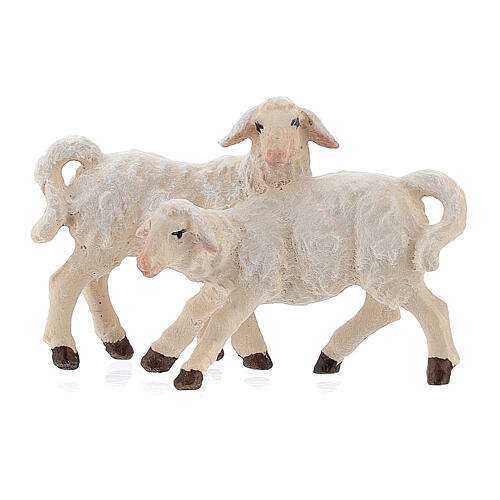Gruppo di agnelli legno dipinto Kostner presepe 9,5 cm 1