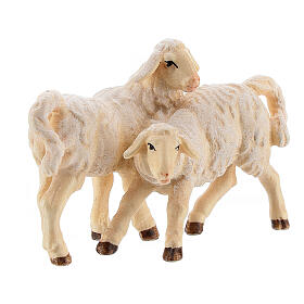 Gruppo di agnelli legno dipinto presepe Kostner 12 cm