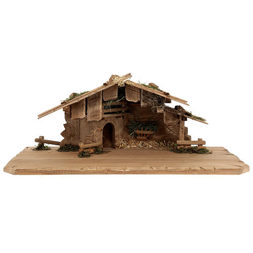 Hut with 13-piece set in painted wood Kostner Nativity Scene 9.5 cm 5