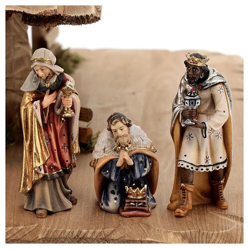 Hut with 13-piece set in painted wood Kostner Nativity Scene 9.5 cm 8
