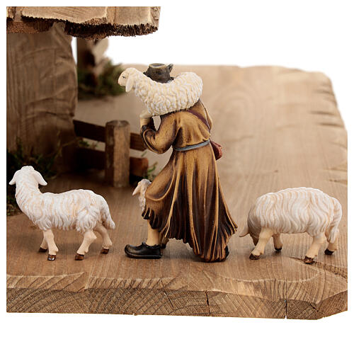 Hut with 13-piece set in painted wood Kostner Nativity Scene 9.5 cm 18