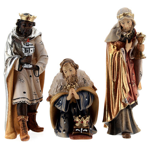 Hut with 13-piece set in painted wood Kostner Nativity Scene 12 cm 7