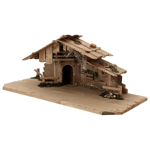 Hut with 13-piece set in painted wood Kostner Nativity Scene 12 cm 15