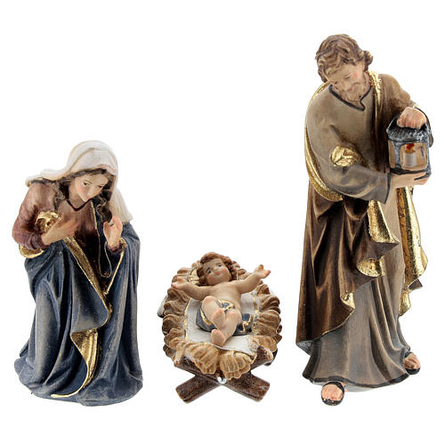 Bark stable with 6 pcs set 9.5 cm, nativity Kostner, in painted wood 2
