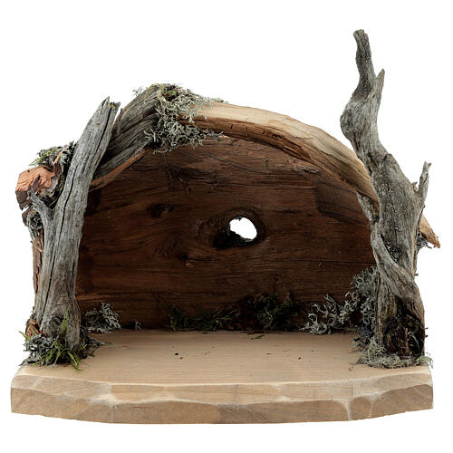 Bark stable with 6 pcs set 9.5 cm, nativity Kostner, in painted wood 6
