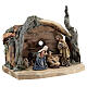 Bark stable with 6 pcs set 9.5 cm, nativity Kostner, in painted wood s4