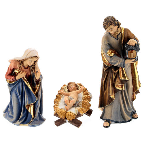 Hut in bark with set of 6 figurines in painted wood for Kostner Nativity Scene 12 cm 4