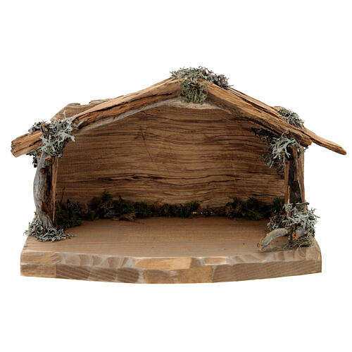 Hut in bark with set of 6 figurines in painted wood for Kostner Nativity Scene 12 cm 7