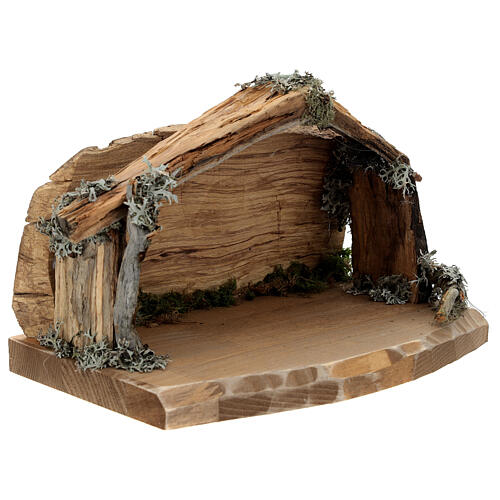 Hut in bark with set of 6 figurines in painted wood for Kostner Nativity Scene 12 cm 11