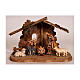 Capanna Tirolese e S. Famiglia set 5 pezzi legno dipinto presepe Kostner 9,5 cm s1