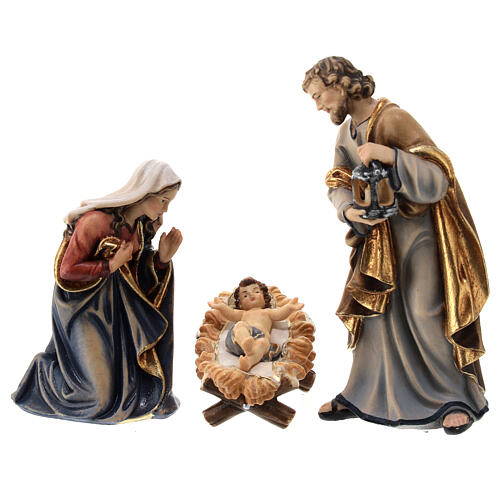 Tyrolean Hut and Holy Family 5-piece set in painted wood Kostner Nativity Scene 12 cm 3