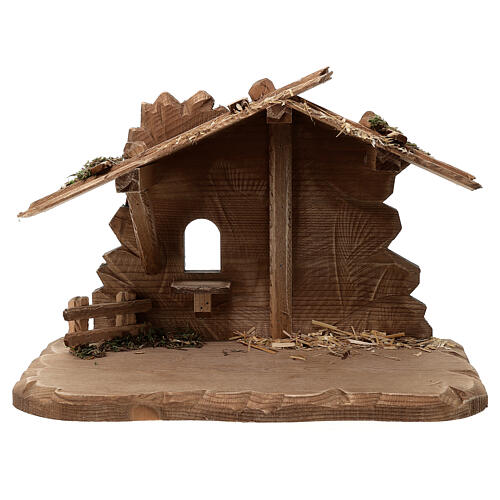 Tyrolean Hut and Holy Family 5-piece set in painted wood Kostner Nativity Scene 12 cm 5