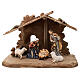 Tyrolean Hut and Holy Family 5-piece set in painted wood Kostner Nativity Scene 12 cm s1