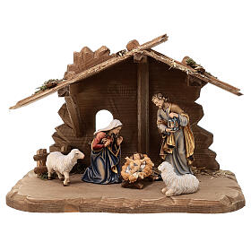 Kostner Nativity Scene 12 cm, Holy Family and wood stable, painted wood