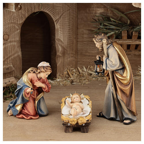Hut with 12-piece set in painted wood Rainell Nativity Scene 11 cm 2
