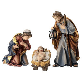 Heilige Familie bemalte Holzkrippe Rainell Grödnertal, 9 cm