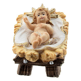 S. Famiglia legno dipinto presepe Rainell 11 cm Val Gardena