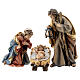 Wooden Holy Family statue painted nativity Rainell 11 cm Valgardena s1