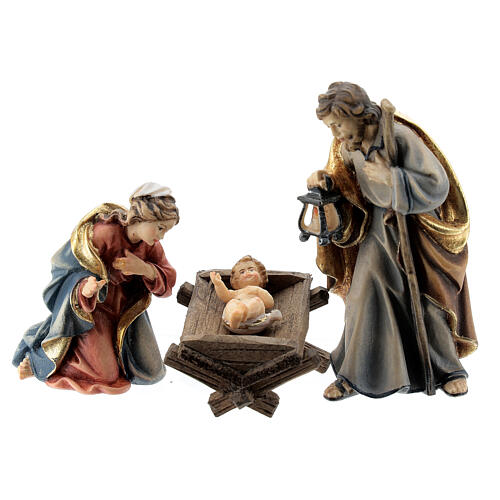 Sacra Famiglia culla semplice legno dipinto presepe Rainell 9 cm 1