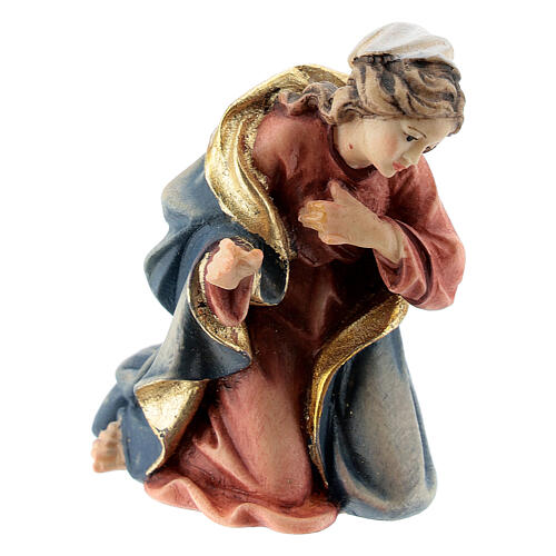 Holy Family statue with plain manger painted wood nativity Rainell 9 cm 3