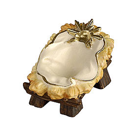 Berceau Enfant Jésus bois peint crèche Rainell 11 cm Val Gardena