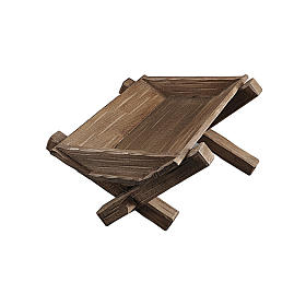 Presepe Val Gardena: Culla semplice Gesù bambino legno dipinto presepe Rainell 9 cm