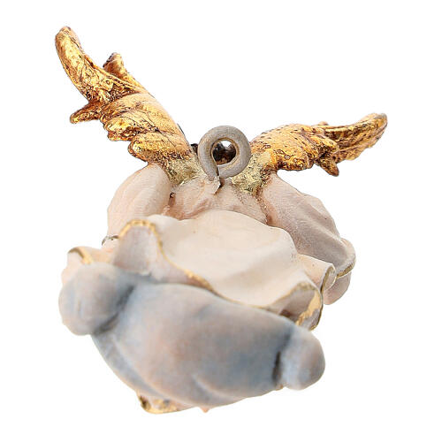 Angel with Gloria banner in painted wood for 9 cm Rainell Nativity scene, Val Gardena 5