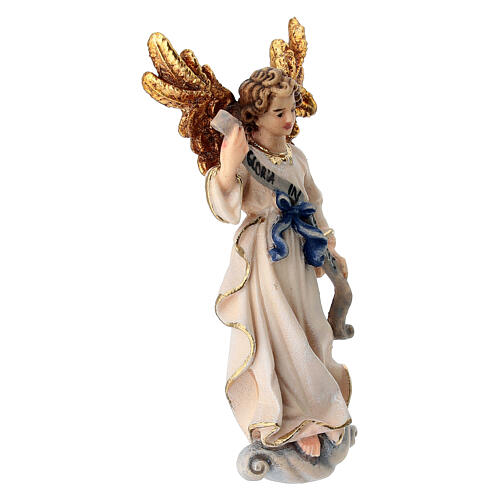 Ángel Gloria de madera pintada belén Rainell 9 cm Val Gardena 3