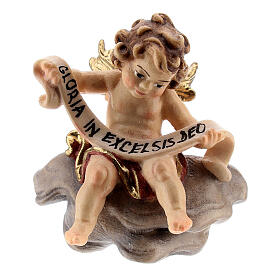 Putto con fiocco in legno dipinto presepe Rainell 11 cm Val Gardena